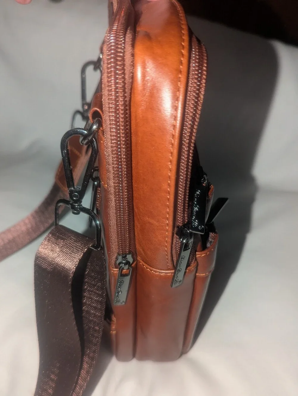 Xiao Duo Li Leather Crossbody Bag for Men - Brown